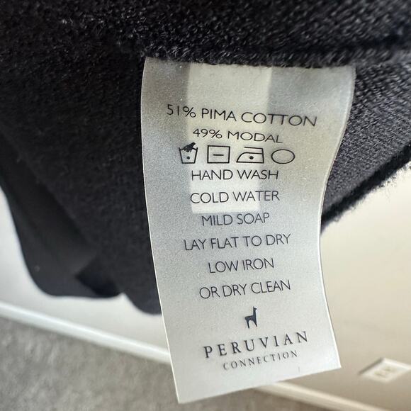 Peruvian Connection Rebelle Pima Cotton Modal Knit Tunic Sweater Top Black M - Picture 6 of 8